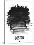 Boston Skyline Brush Stroke - Black-NaxArt-Stretched Canvas