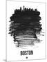 Boston Skyline Brush Stroke - Black-NaxArt-Mounted Art Print