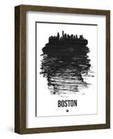 Boston Skyline Brush Stroke - Black-NaxArt-Framed Art Print