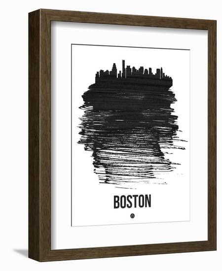 Boston Skyline Brush Stroke - Black-NaxArt-Framed Art Print