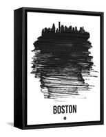 Boston Skyline Brush Stroke - Black-NaxArt-Framed Stretched Canvas