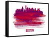 Boston Skyline Brush Stroke - Red-NaxArt-Framed Stretched Canvas