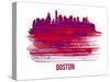 Boston Skyline Brush Stroke - Red-NaxArt-Stretched Canvas