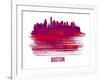 Boston Skyline Brush Stroke - Red-NaxArt-Framed Art Print