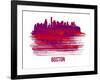 Boston Skyline Brush Stroke - Red-NaxArt-Framed Art Print