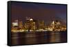 Boston Skyline by Night from East Boston, Massachusetts-Samuel Borges-Framed Stretched Canvas