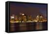 Boston Skyline by Night from East Boston, Massachusetts-Samuel Borges-Framed Stretched Canvas