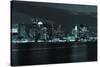 Boston Skyline by Night from East Boston, Massachusetts-Samuel Borges-Stretched Canvas
