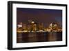 Boston Skyline by Night from East Boston, Massachusetts-Samuel Borges-Framed Photographic Print