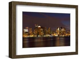 Boston Skyline by Night from East Boston, Massachusetts-Samuel Borges-Framed Photographic Print