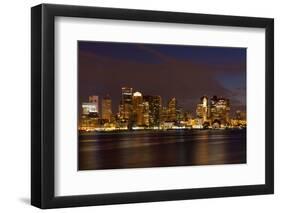 Boston Skyline by Night from East Boston, Massachusetts-Samuel Borges-Framed Photographic Print