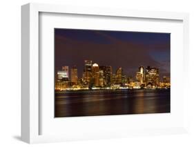 Boston Skyline by Night from East Boston, Massachusetts-Samuel Borges-Framed Photographic Print