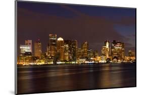 Boston Skyline by Night from East Boston, Massachusetts-Samuel Borges-Mounted Photographic Print