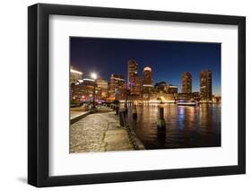 Boston Skyline by Night - Massachusetts - Usa-Samuel Borges-Framed Photographic Print