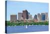 Boston Skyline over Charles River with Sailing Boat.-Songquan Deng-Stretched Canvas