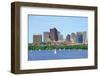 Boston Skyline over Charles River with Sailing Boat.-Songquan Deng-Framed Photographic Print