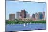 Boston Skyline over Charles River with Sailing Boat.-Songquan Deng-Mounted Photographic Print