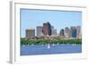 Boston Skyline over Charles River with Sailing Boat.-Songquan Deng-Framed Photographic Print