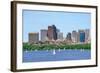 Boston Skyline over Charles River with Sailing Boat.-Songquan Deng-Framed Photographic Print