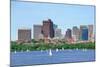 Boston Skyline over Charles River with Sailing Boat.-Songquan Deng-Mounted Photographic Print