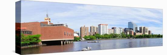 Boston Skyline Panorama over Charles River with Boat and Urban Architecture.-Songquan Deng-Stretched Canvas