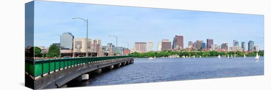 Boston Skyline Panorama over Charles River with Boat, Bridge and Urban Architecture.-Songquan Deng-Stretched Canvas