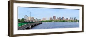 Boston Skyline Panorama over Charles River with Boat, Bridge and Urban Architecture.-Songquan Deng-Framed Photographic Print