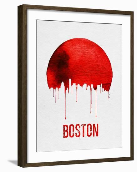 Boston Skyline Red-null-Framed Art Print