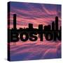 Boston Skyline Reflected with Text on Sunset Illustration-fintastique-Stretched Canvas