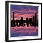 Boston Skyline Reflected with Text on Sunset Illustration-fintastique-Framed Photographic Print