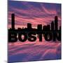 Boston Skyline Reflected with Text on Sunset Illustration-fintastique-Mounted Photographic Print