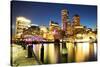 Boston Skyline with Financial District and Boston Harbor-Roman Slavik-Stretched Canvas