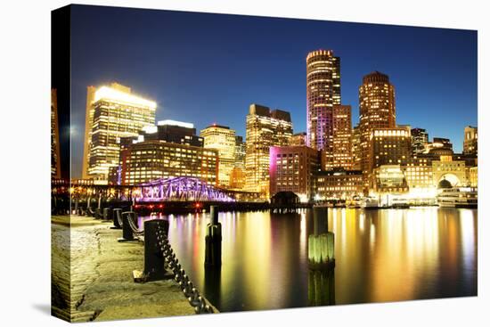 Boston Skyline with Financial District and Boston Harbor-Roman Slavik-Stretched Canvas