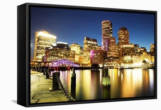 Boston Skyline with Financial District and Boston Harbor-Roman Slavik-Framed Stretched Canvas