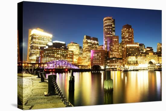 Boston Skyline with Financial District and Boston Harbor-Roman Slavik-Stretched Canvas