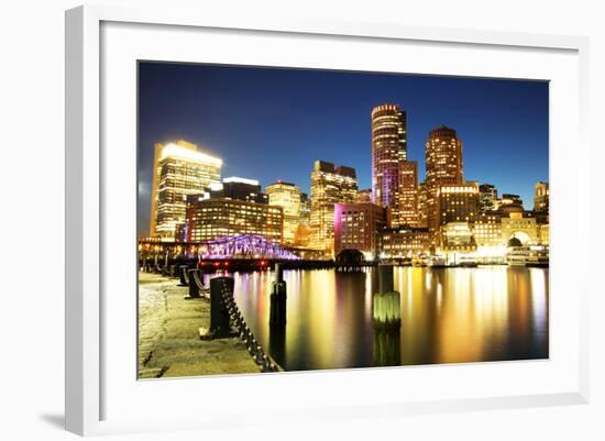 Boston Skyline with Financial District and Boston Harbor-Roman Slavik-Framed Photographic Print