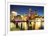 Boston Skyline with Financial District and Boston Harbor-Roman Slavik-Framed Photographic Print