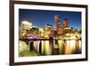 Boston Skyline with Financial District and Boston Harbor-Roman Slavik-Framed Photographic Print