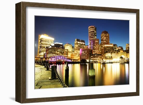 Boston Skyline with Financial District and Boston Harbor-Roman Slavik-Framed Photographic Print