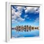 Boston Skyline with River in Sunlight at Massachusetts USA-holbox-Framed Premium Photographic Print