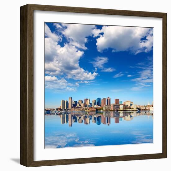 Boston Skyline with River in Sunlight at Massachusetts USA-holbox-Framed Photographic Print