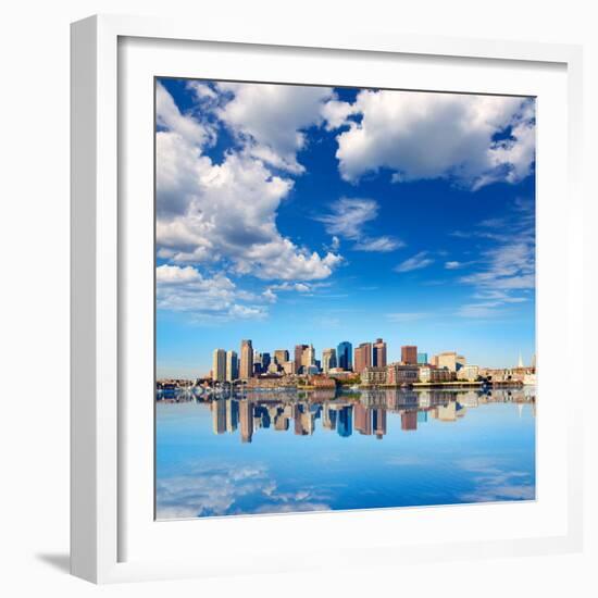 Boston Skyline with River in Sunlight at Massachusetts USA-holbox-Framed Photographic Print