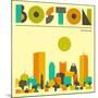 Boston Skyline-Jazzberry Blue-Mounted Art Print