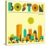 Boston Skyline-Jazzberry Blue-Stretched Canvas