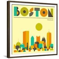 Boston Skyline-Jazzberry Blue-Framed Premium Giclee Print