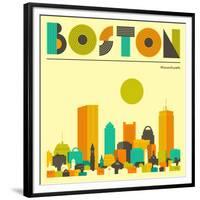 Boston Skyline-Jazzberry Blue-Framed Premium Giclee Print