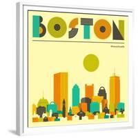 Boston Skyline-Jazzberry Blue-Framed Premium Giclee Print