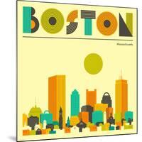 Boston Skyline-Jazzberry Blue-Mounted Premium Giclee Print