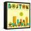 Boston Skyline-Jazzberry Blue-Framed Stretched Canvas