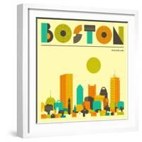 Boston Skyline-Jazzberry Blue-Framed Art Print